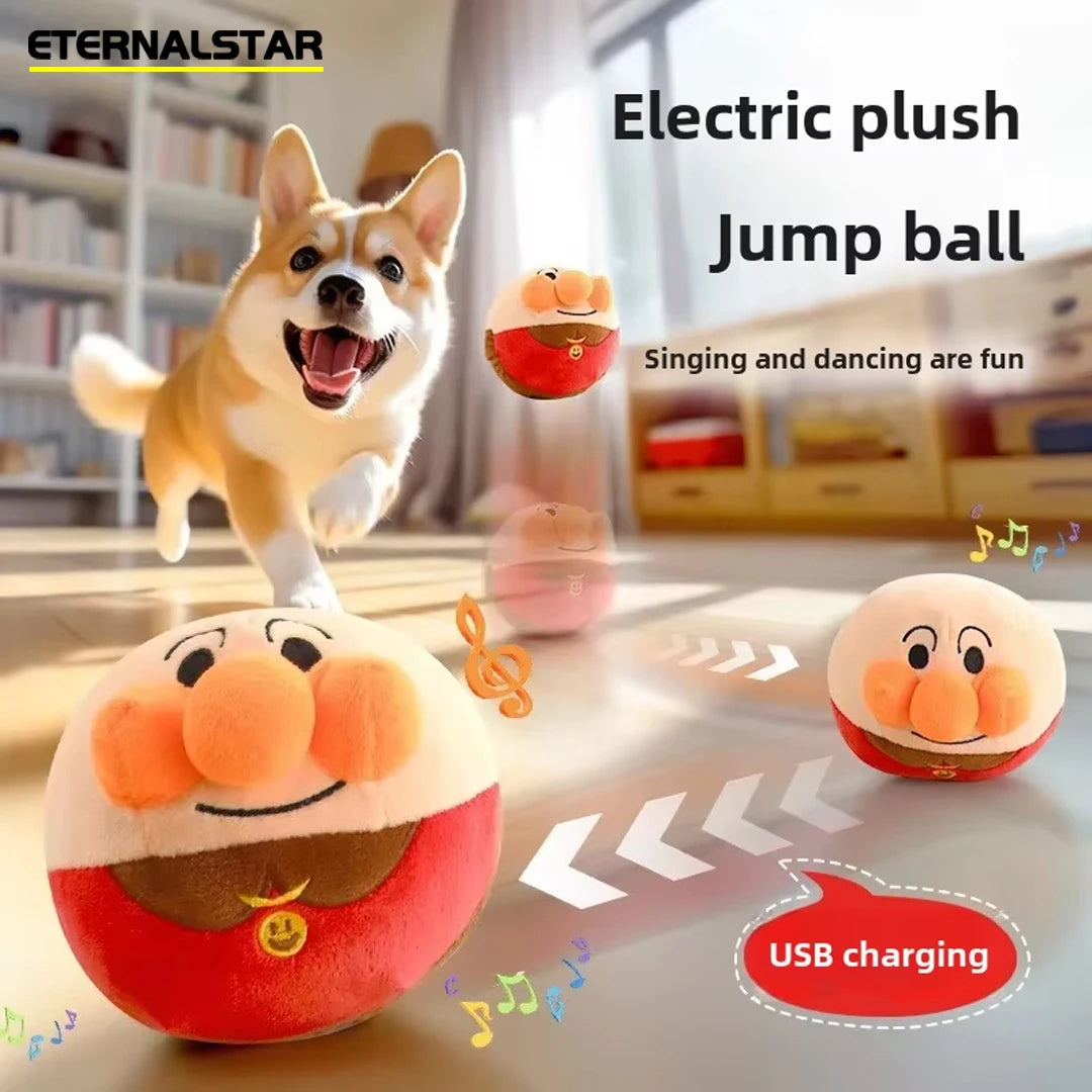 Electric Jumping Plush Ball for Dogs – USB Rechargeable Toy