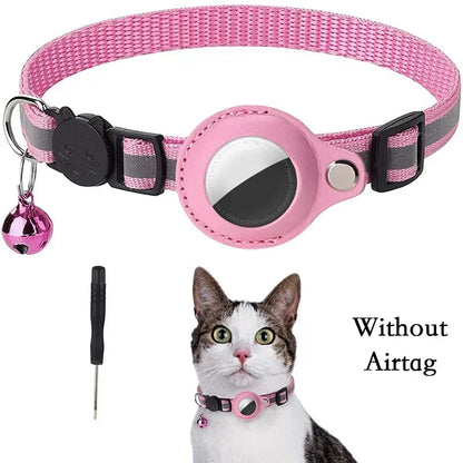 Reflective Cat Collar with AirTag Holder and Bell